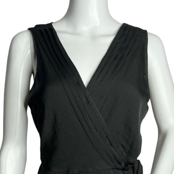 Modcloth Shirt Womens Medium Black Wrap Blouse Satin Sleeveless True Wrap Casual - Picture 4 of 7